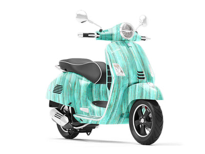Aquamarine  Wood Plank Vespa Scooter Wrap Film