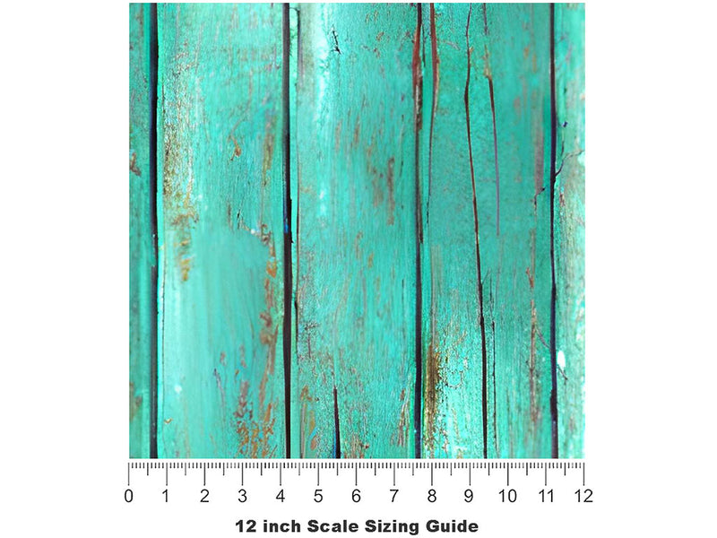 Aquamarine  Wood Plank Vinyl Film Pattern Size 12 inch Scale~Rwraps Aquamarine  Wood Plank Sizing Chart~3