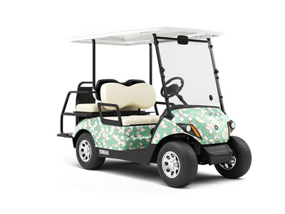 Aquamarine Cubes Tile Wrapped Golf Cart