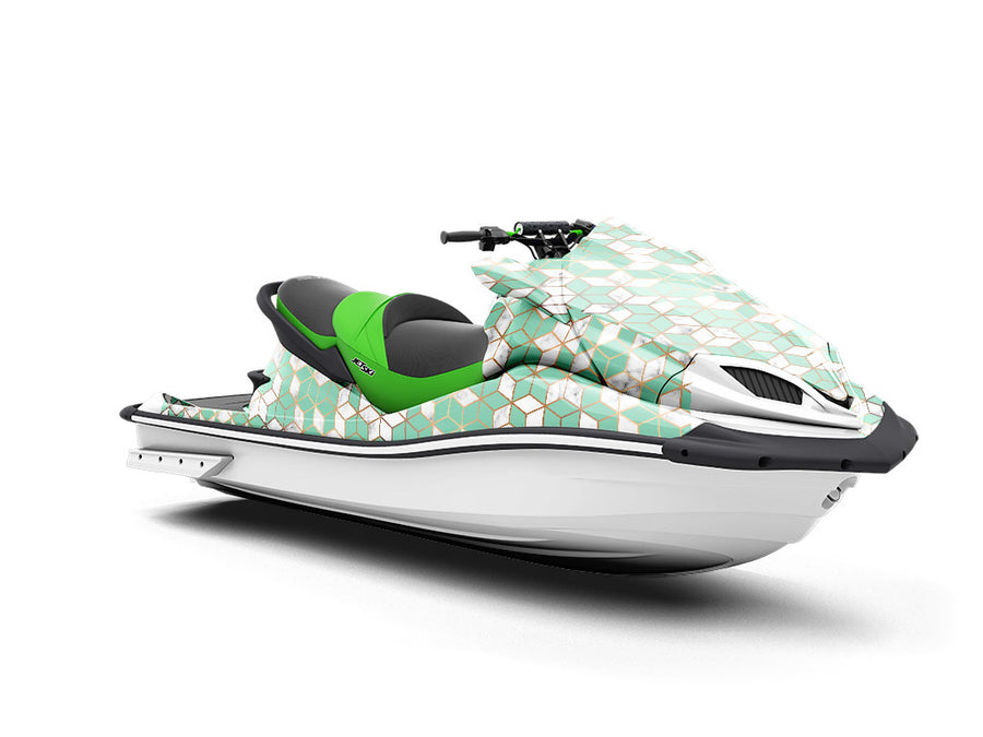 Aquamarine Cubes Tile Jet Ski Vinyl Customized Wrap