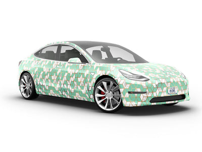 Aquamarine Cubes Tile Vehicle Vinyl Wrap