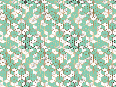 Aquamarine Cubes Tile Vinyl Wrap Pattern~Rwraps Series 914 Digitally Printed Vinyl Wrap~0