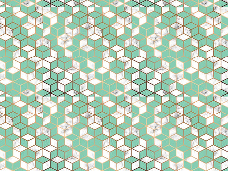 Aquamarine Cubes Tile Vinyl Wrap Pattern~Rwraps Series 914 Digitally Printed Vinyl Wrap~0