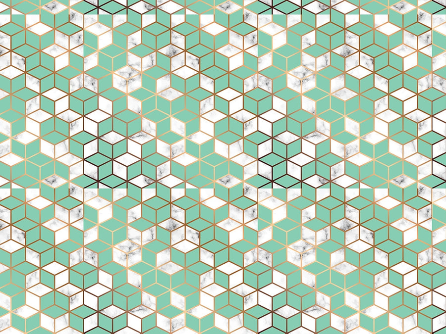Aquamarine Cubes Tile Vinyl Wrap Pattern~Rwraps Series 914 Digitally Printed Vinyl Wrap~0
