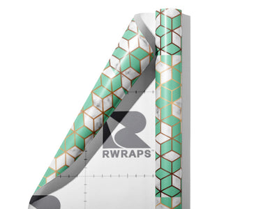 Aquamarine Cubes Tile Wrap Film Sheets~Rwraps Series 914 Aquamarine Cubes Tile Scrolled Sheet~4