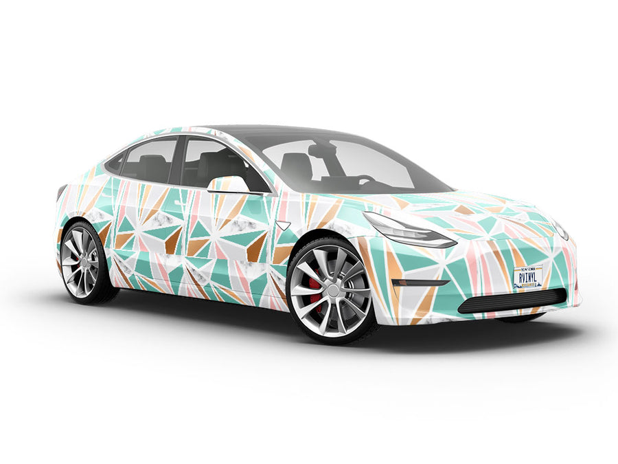 Aquamarine Star Tile Vehicle Vinyl Wrap