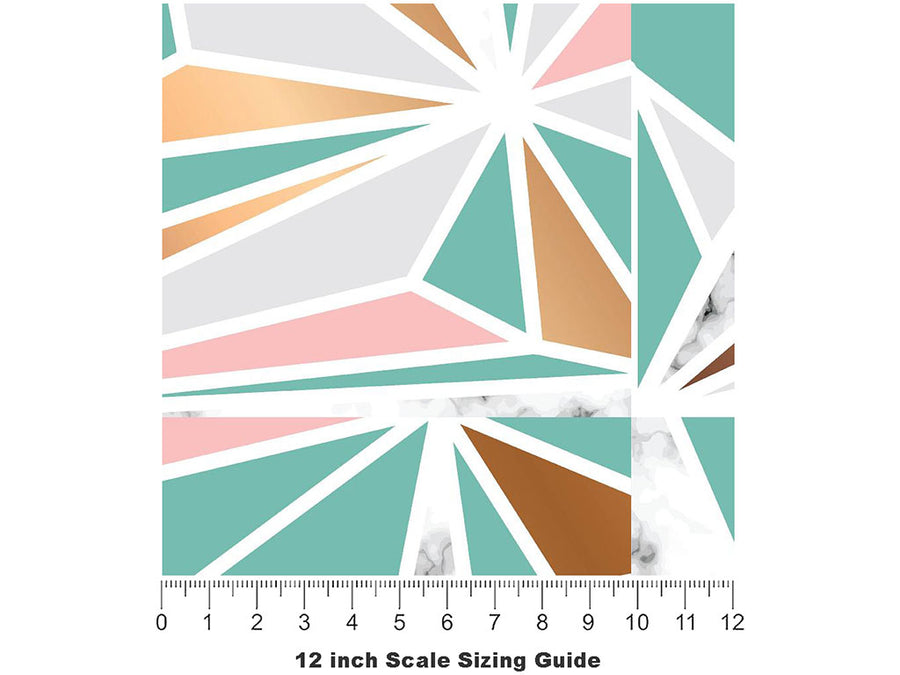 Aquamarine Star Tile Vinyl Film Pattern Size 12 inch Scale~Rwraps Aquamarine Star Tile Sizing Chart~3
