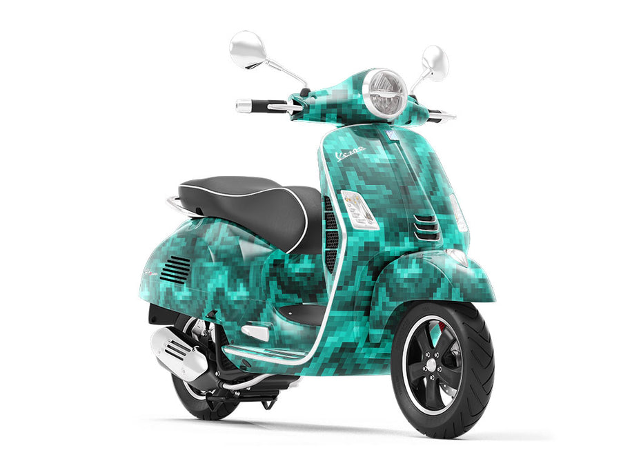 Aquamarine Start Pixel Vespa Scooter Wrap Film