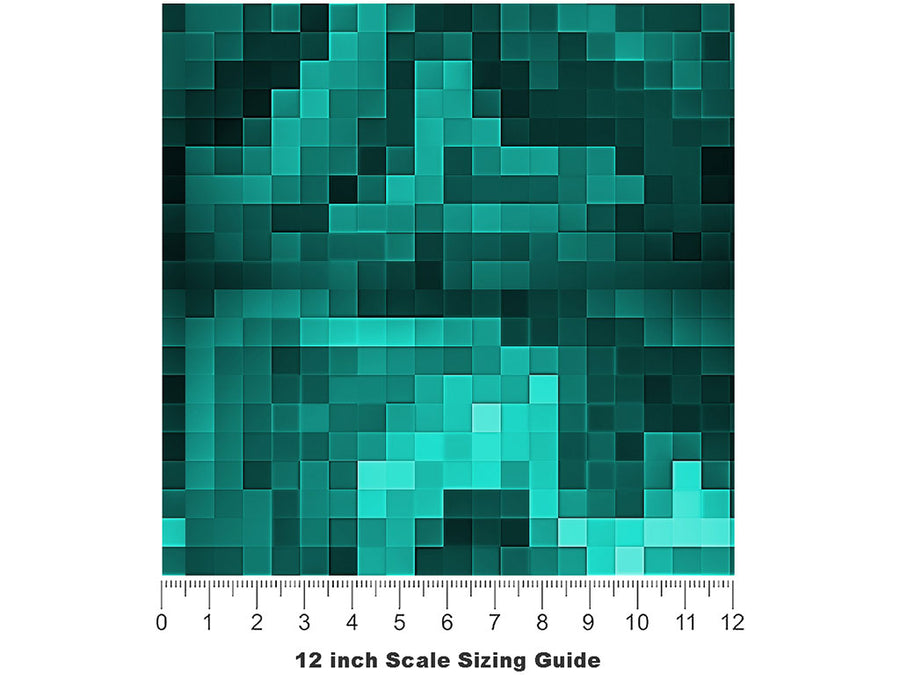 Aquamarine Start Pixel Vinyl Film Pattern Size 12 inch Scale~Rwraps Aquamarine Start Pixel Sizing Chart~2