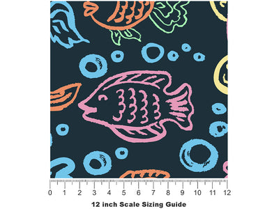 Aquatic Companions Marine Life Vinyl Film Pattern Size 12 inch Scale~Rwraps Aquatic Companions Marine Life Sizing Chart~2