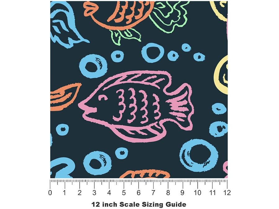Aquatic Companions Marine Life Vinyl Film Pattern Size 12 inch Scale~Rwraps Aquatic Companions Marine Life Sizing Chart~2