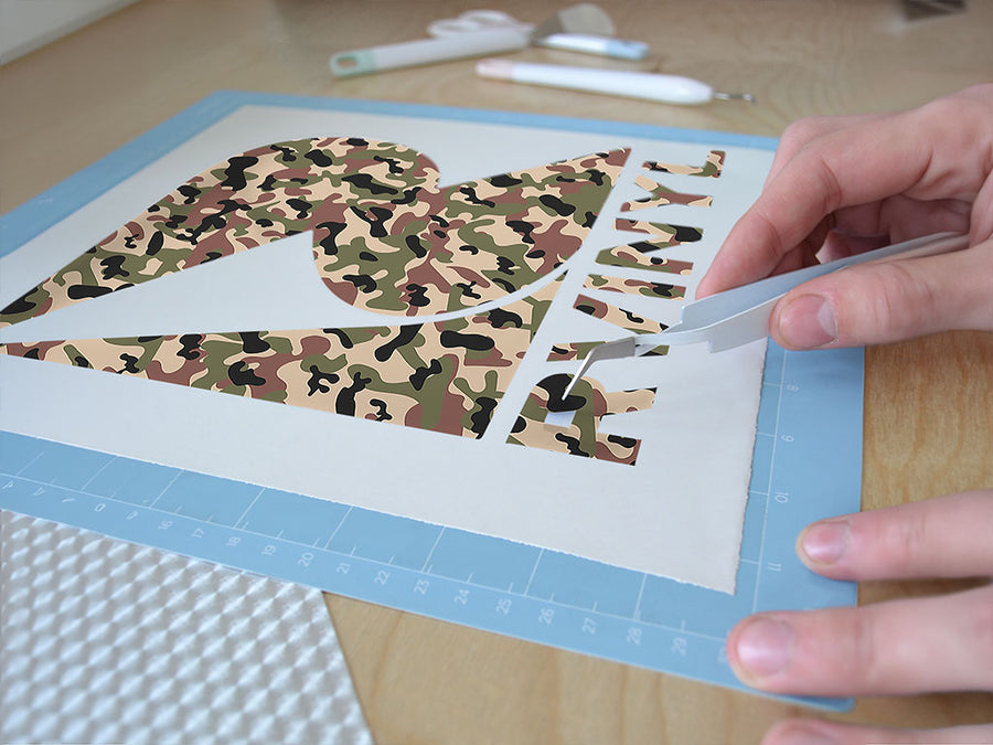 army woodland camouflage Easy Weed Craft Vinyl