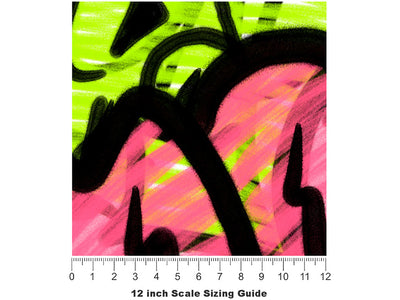 Artistic Foundations Graffiti Vinyl Film Pattern Size 12 inch Scale~Rwraps Artistic Foundations Graffiti Sizing Chart~2