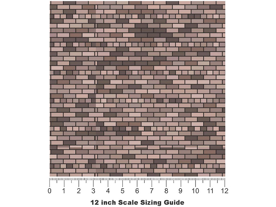 Ash Grey Brick Vinyl Film Pattern Size 12 inch Scale~Rwraps Ash Grey Brick Sizing Chart~3