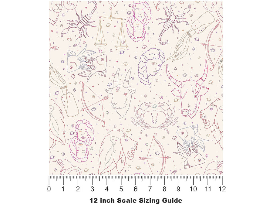 Astrological Outlines Astrology Vinyl Film Pattern Size 12 inch Scale~Rwraps Astrological Outlines Astrology Sizing Chart~2