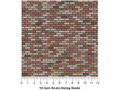 Auburn  Brick Vinyl Film Pattern Size 12 inch Scale~Rwraps Auburn  Brick Sizing Chart~3