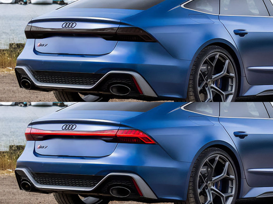 rs 7 Before and After Smoked Taillights