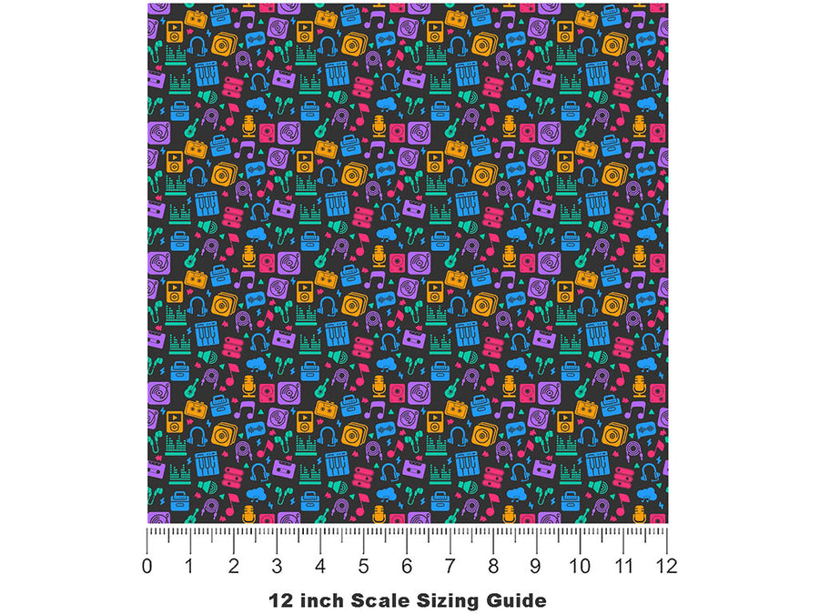 Audio Input Music Vinyl Film Pattern Size 12 inch Scale~Rwraps Audio Input Music Sizing Chart~2
