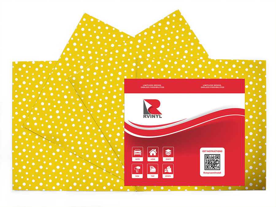 aureolin yellow polka dot Craft Vinyl Sheet Pack