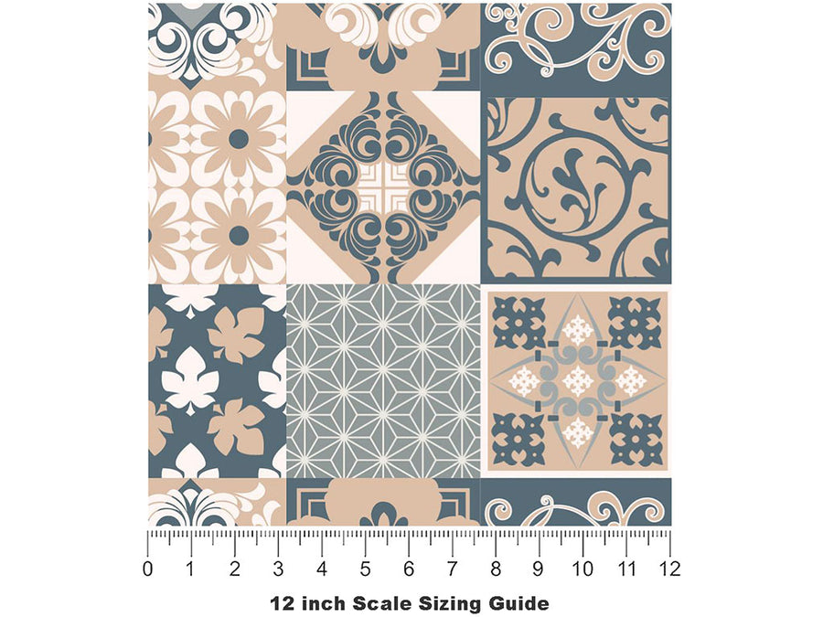 Autumn Past Tile Vinyl Film Pattern Size 12 inch Scale~Rwraps Autumn Past Tile Sizing Chart~3