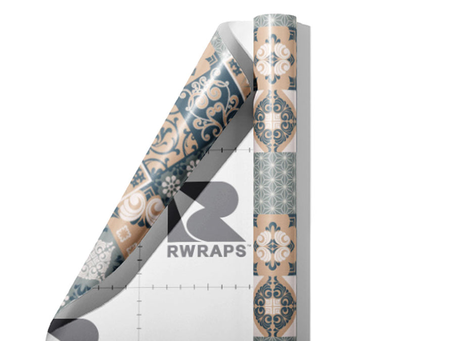 Autumn Past Tile Wrap Film Sheets~Rwraps Series 914 Autumn Past Tile Scrolled Sheet~4