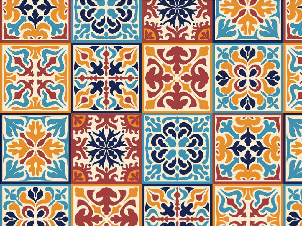 Rwraps™ Autumn Talavera Tile Vinyl Wrap | Tile Print Car Wrap Film