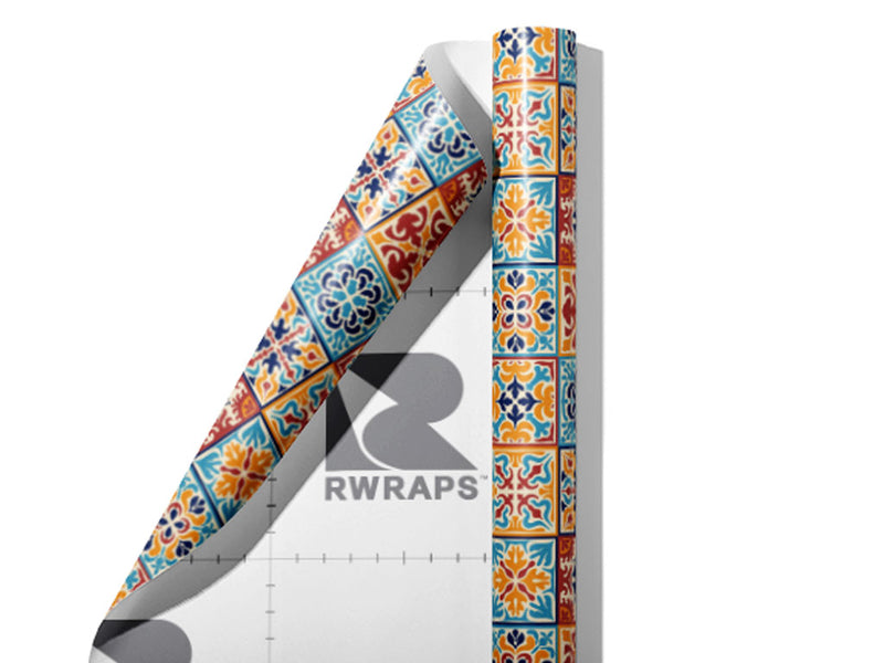 Autumn Tile Wrap Film Sheets~Rwraps Series 914 Autumn Tile Scrolled Sheet~4