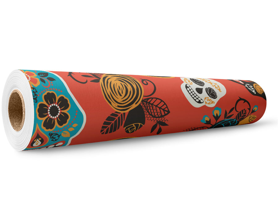 Autumnal Calaveras Day of the Dead Wrap Film Wholesale Roll~Rwraps Series 914 Digitally Printed Vinyl Roll~5