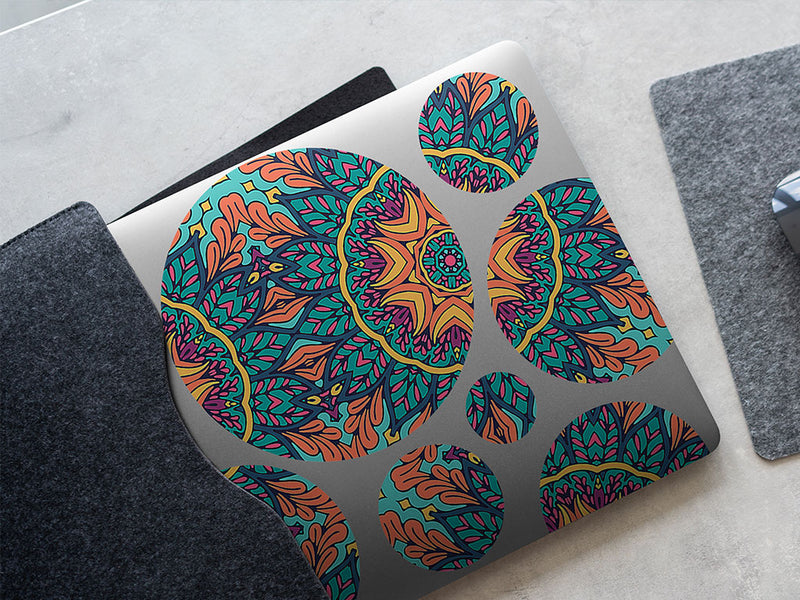 autumnal ferns mandala DIY Laptop Stickers