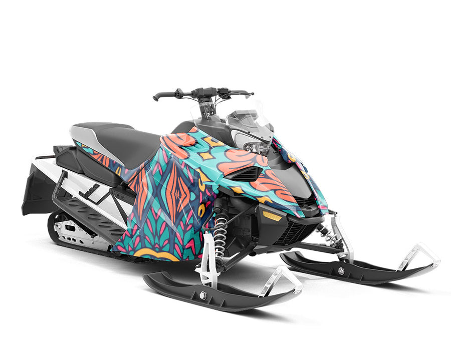 Autumnal Ferns Mandala Custom Wrapped Snowmobile