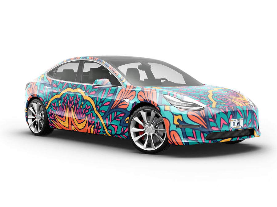 Autumnal Ferns Mandala Vehicle Vinyl Wrap