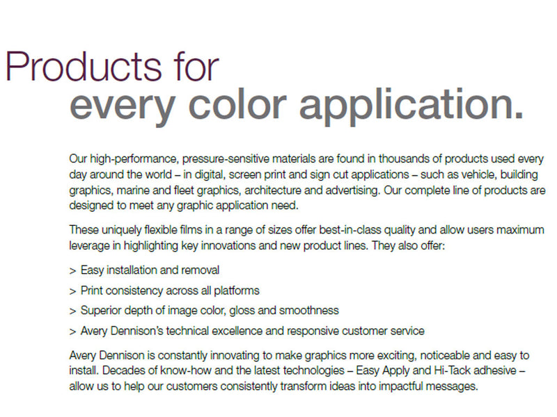 Avery HP750 Pressure Sensitive Vinyl Film