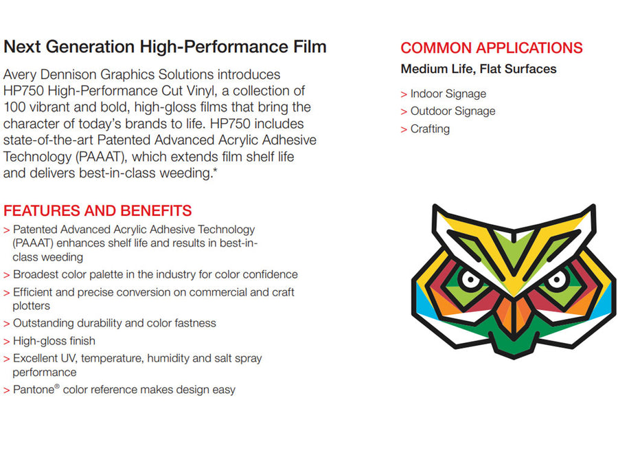 Avery Dennison HP750 High Performance Vinyl Film Series Features & Benefits