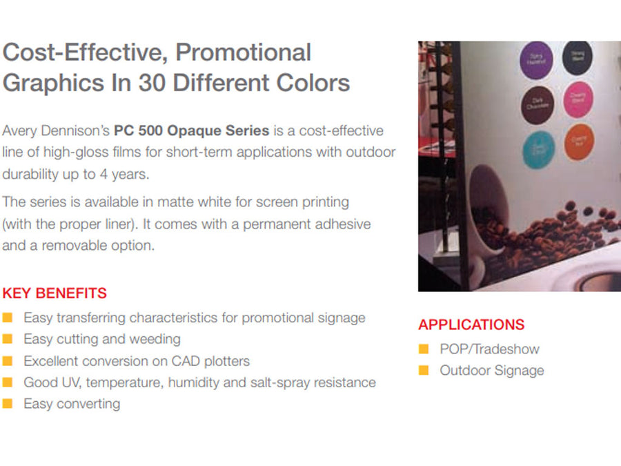 Avery Dennison PC 500 Crafting Vinyl Film