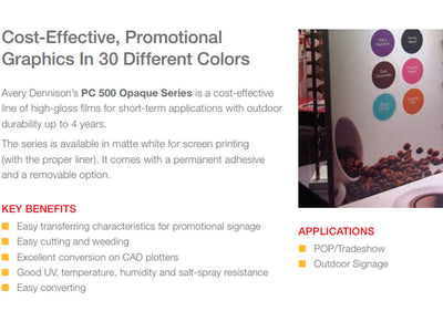 Avery Dennison PC 500 Crafting Vinyl Film