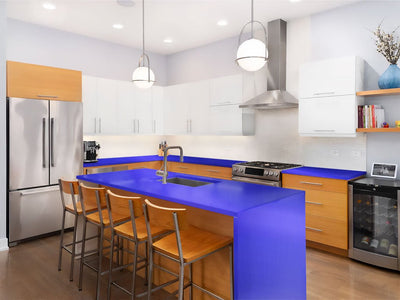 Avery Dennison SF 100 Blue Chrome Custom Kitchen Counter Wraps