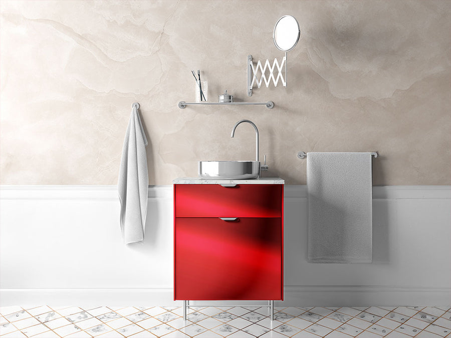 Avery Dennison™ SF 100 Red Chrome Bathroom Cabinet Wraps