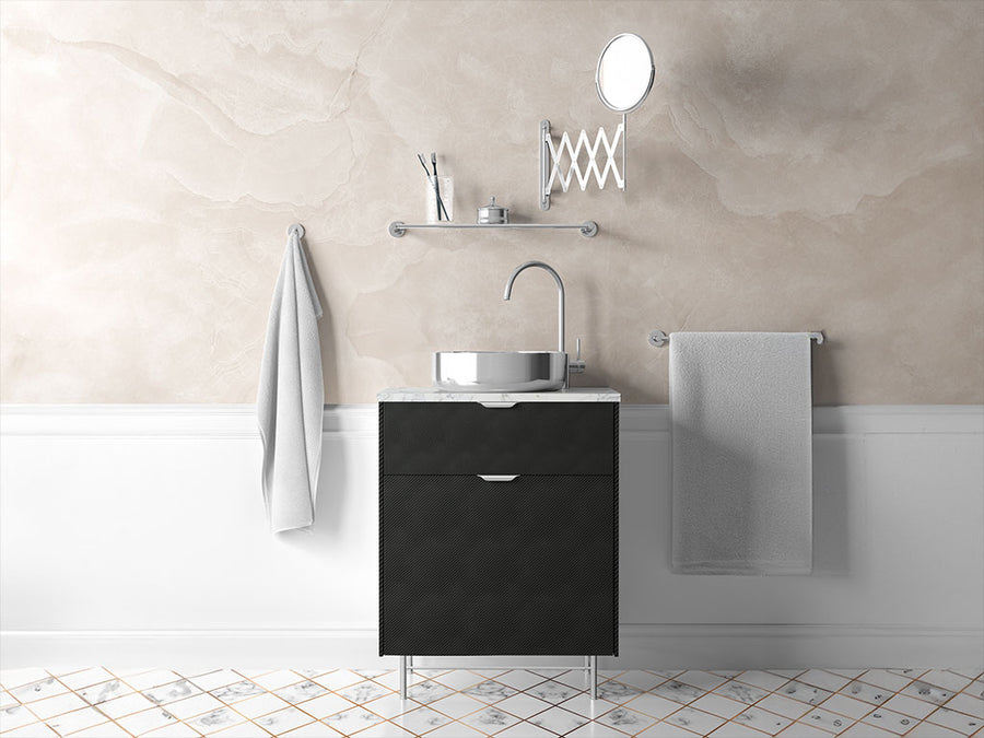 Avery Dennison™ SW900 Carbon Fiber Black Bathroom Cabinet Wraps