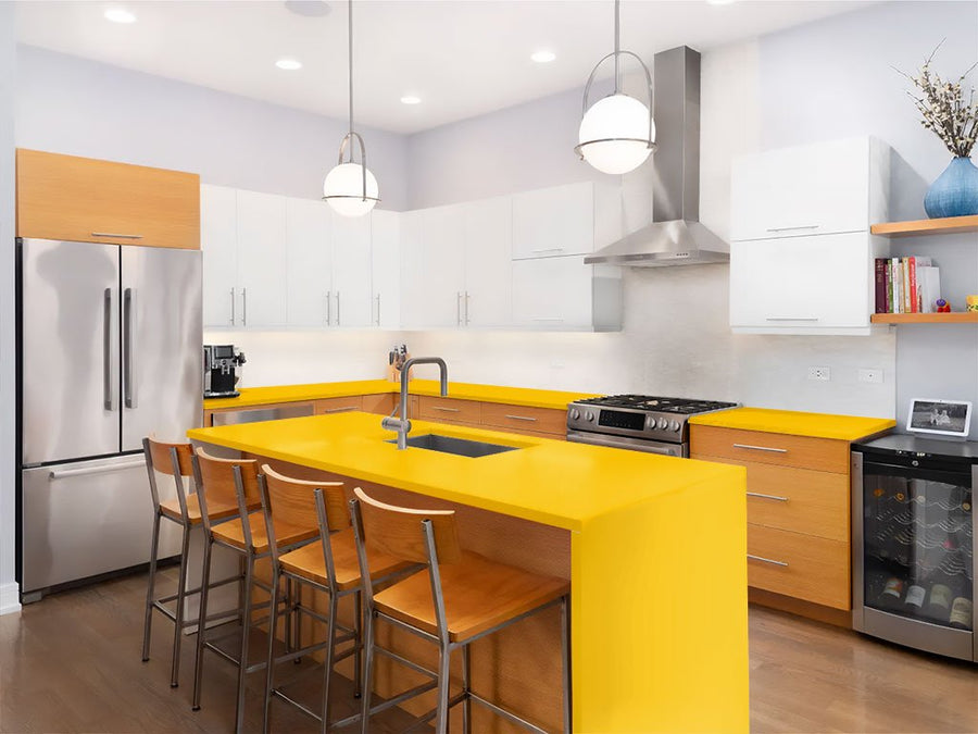 Avery Dennison SW900 Gloss Dark Yellow Custom Kitchen Counter Wraps