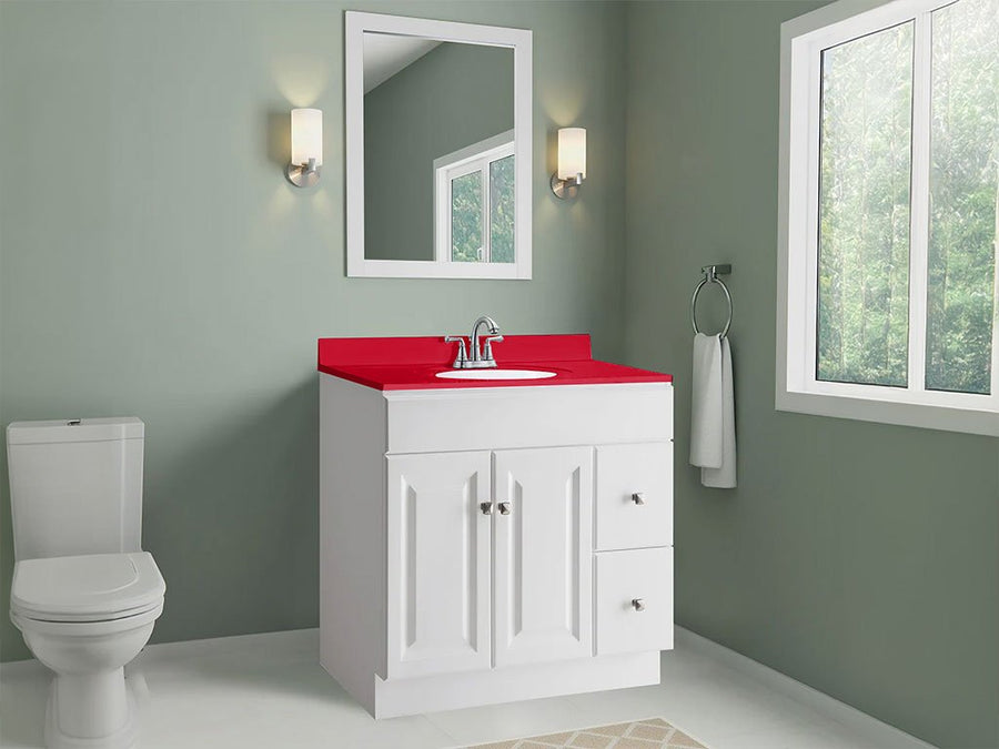 Avery Dennison SW900 Satin Carmine Red Custom Bathroom Counter Wraps