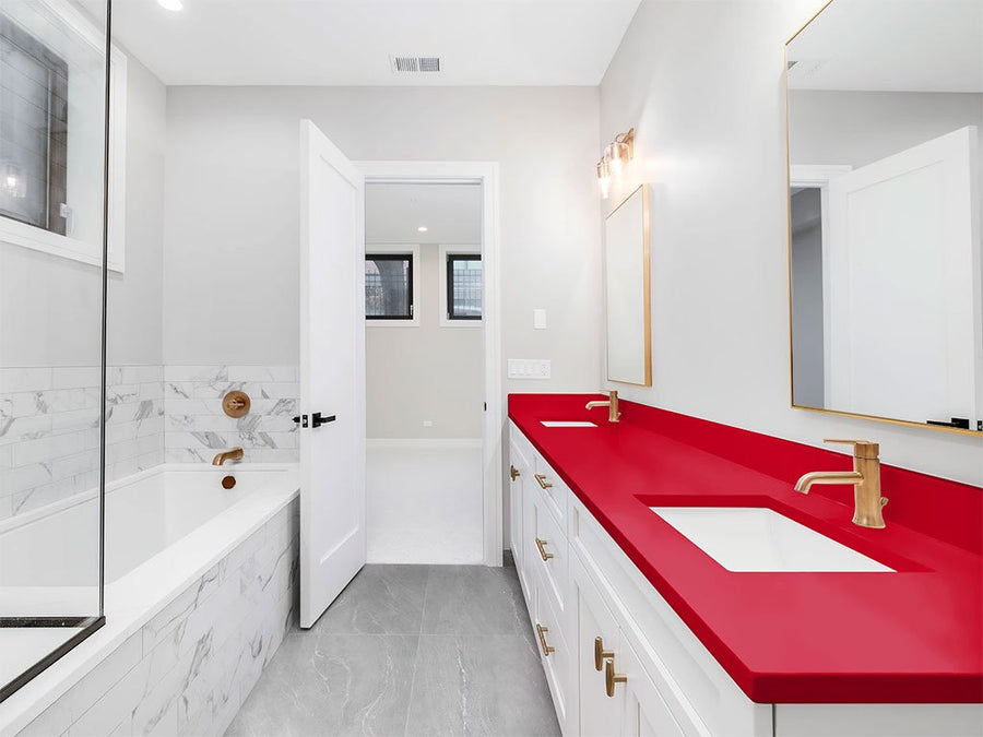 Avery Dennison SW900 Satin Carmine Red DIY Built-In Bathroom Countertop Wraps