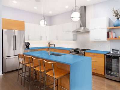 Avery Dennison SW900 Gloss Smoky Blue Custom Kitchen Counter Wraps