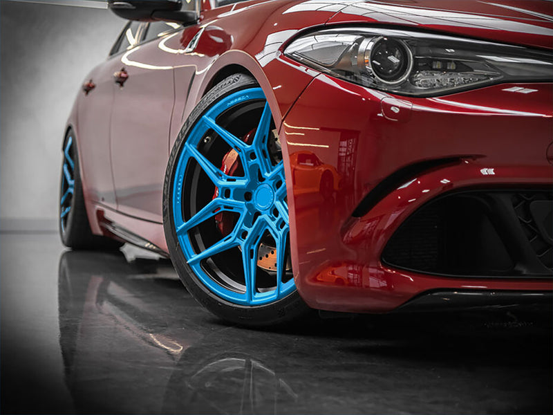 Avery Dennison™ SW900 Satin Light Blue Wrapped Rim Example