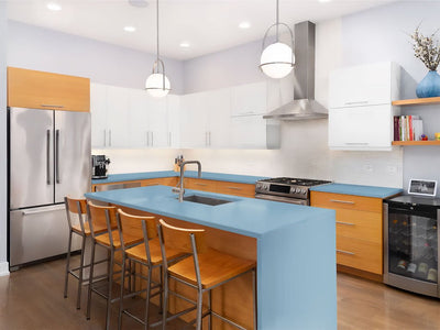 Avery Dennison SW900 Matte Metallic Frosty Blue Custom Kitchen Counter Wraps