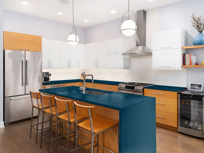 Avery Dennison SW900 Gloss Metallic Dark Blue Custom Kitchen Counter Wraps