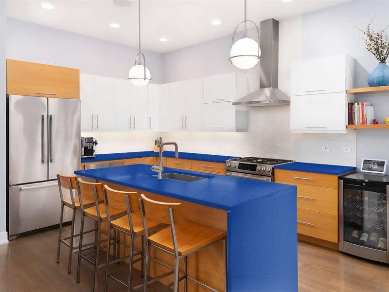 Avery Dennison SW900 Matte Metallic Brilliant Blue Custom Kitchen Counter Wraps