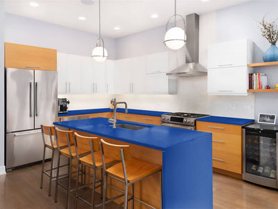 Avery Dennison SW900 Matte Metallic Brilliant Blue Custom Kitchen Counter Wraps