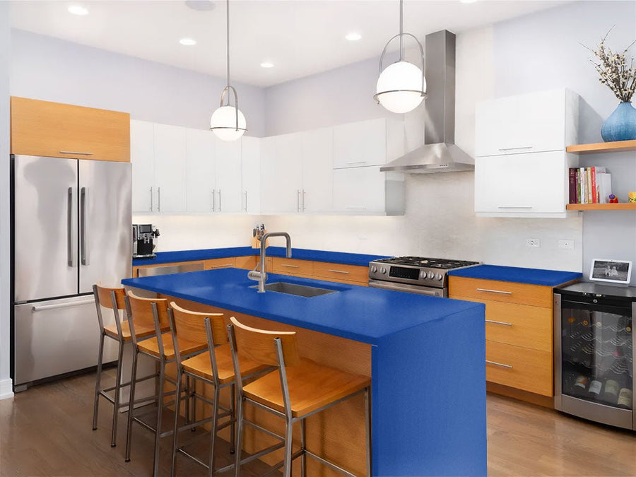 Avery Dennison SW900 Matte Metallic Brilliant Blue Custom Kitchen Counter Wraps