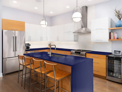 Avery Dennison SW900 Gloss Indigo Blue Custom Kitchen Counter Wraps