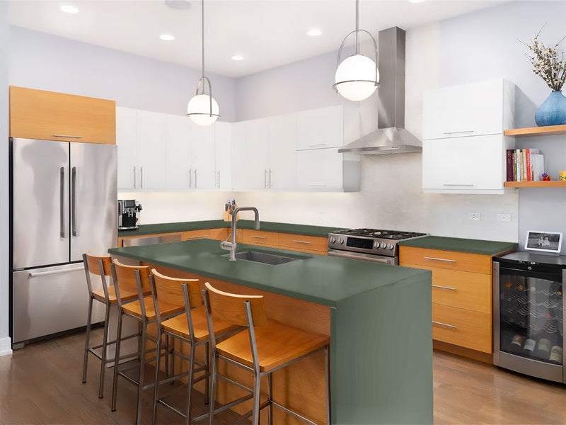 Avery Dennison SW900 Matte Olive Green Custom Kitchen Counter Wraps